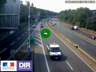 Caméra autoroute sur A6 - Valvert, près de Lyon, en direction de Paris, à hauteur de la sortie 36 Porte du Valvert