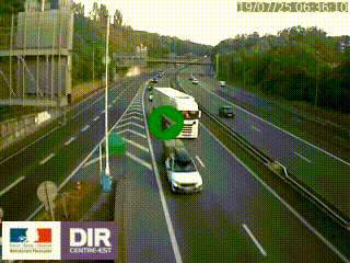 Caméra autoroute sur A6 - Valvert, près de Lyon, en direction de Paris, à hauteur de la sortie 36 Porte du Valvert