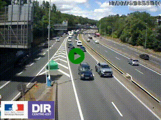 Caméra autoroute sur A6 - Valvert, près de Lyon, en direction de Paris, à hauteur de la sortie 36 Porte du Valvert