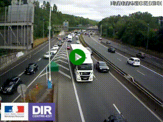 Caméra autoroute sur A6 - Valvert, près de Lyon, en direction de Paris, à hauteur de la sortie 36 Porte du Valvert