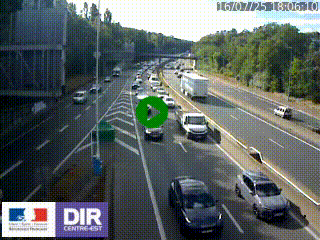 Caméra autoroute sur A6 - Valvert, près de Lyon, en direction de Paris, à hauteur de la sortie 36 Porte du Valvert