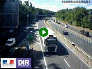 Caméra autoroute sur A6 - Valvert, près de Lyon, en direction de Paris, à hauteur de la sortie 36 Porte du Valvert