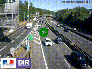 Caméra autoroute sur A6 - Valvert, près de Lyon, en direction de Paris, à hauteur de la sortie 36 Porte du Valvert