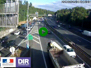 Caméra autoroute sur A6 - Valvert, près de Lyon, en direction de Paris, à hauteur de la sortie 36 Porte du Valvert