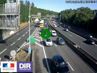 Caméra autoroute sur A6 - Valvert, près de Lyon, en direction de Paris, à hauteur de la sortie 36 Porte du Valvert