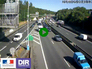 Caméra autoroute sur A6 - Valvert, près de Lyon, en direction de Paris, à hauteur de la sortie 36 Porte du Valvert