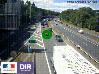 Caméra autoroute sur A6 - Valvert, près de Lyon, en direction de Paris, à hauteur de la sortie 36 Porte du Valvert