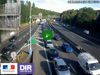 Caméra autoroute sur A6 - Valvert, près de Lyon, en direction de Paris, à hauteur de la sortie 36 Porte du Valvert