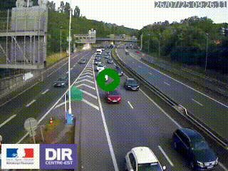 Caméra autoroute sur A6 - Valvert, près de Lyon, en direction de Paris, à hauteur de la sortie 36 Porte du Valvert