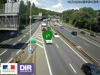 Caméra autoroute sur A6 - Valvert, près de Lyon, en direction de Paris, à hauteur de la sortie 36 Porte du Valvert