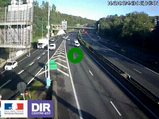 Caméra autoroute sur A6 - Valvert, près de Lyon, en direction de Paris, à hauteur de la sortie 36 Porte du Valvert