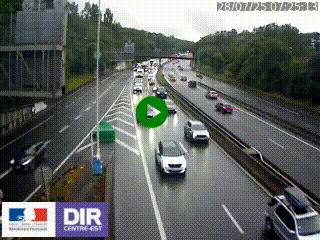 Caméra autoroute sur A6 - Valvert, près de Lyon, en direction de Paris, à hauteur de la sortie 36 Porte du Valvert