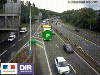 Caméra autoroute sur A6 - Valvert, près de Lyon, en direction de Paris, à hauteur de la sortie 36 Porte du Valvert