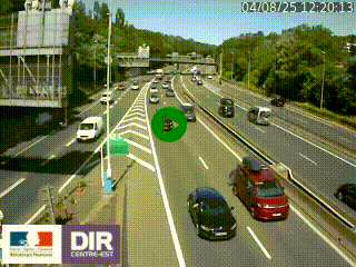 Caméra autoroute sur A6 - Valvert, près de Lyon, en direction de Paris, à hauteur de la sortie 36 Porte du Valvert