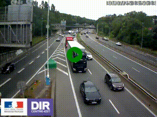 Caméra autoroute sur A6 - Valvert, près de Lyon, en direction de Paris, à hauteur de la sortie 36 Porte du Valvert