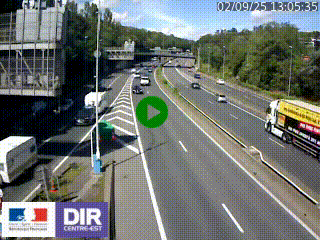 Caméra autoroute sur A6 - Valvert, près de Lyon, en direction de Paris, à hauteur de la sortie 36 Porte du Valvert