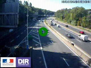 Caméra autoroute sur A6 - Valvert, près de Lyon, en direction de Paris, à hauteur de la sortie 36 Porte du Valvert