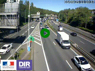Caméra autoroute sur A6 - Valvert, près de Lyon, en direction de Paris, à hauteur de la sortie 36 Porte du Valvert