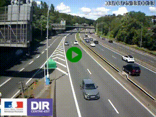 Caméra autoroute sur A6 - Valvert, près de Lyon, en direction de Paris, à hauteur de la sortie 36 Porte du Valvert