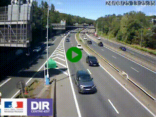 Caméra autoroute sur A6 - Valvert, près de Lyon, en direction de Paris, à hauteur de la sortie 36 Porte du Valvert