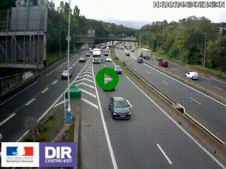 Caméra autoroute sur A6 - Valvert, près de Lyon, en direction de Paris, à hauteur de la sortie 36 Porte du Valvert