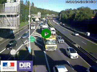 Caméra autoroute sur A6 - Valvert, près de Lyon, en direction de Paris, à hauteur de la sortie 36 Porte du Valvert