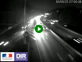 Caméra autoroute sur A6 - Valvert, près de Lyon, en direction de Paris, à hauteur de la sortie 36 Porte du Valvert