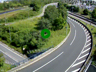 Caméra autoroute à la jonction entre l'A7 et la D301 (Boulevard urbain Sud de Lyon) à Feyzin, au sud de Lyon. Vue orientée vers Mions