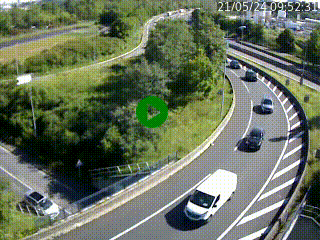 Caméra autoroute à la jonction entre l'A7 et la D301 (Boulevard urbain Sud de Lyon) à Feyzin, au sud de Lyon. Vue orientée vers Mions