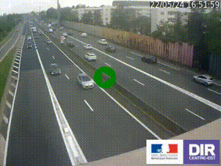 <h2>Webcam trafic au bout de l'A42, à la jonction avec le Boulevard Périphérique Nord de Lyon (D383) à Villeurbanne. Vue orientée vers Marseille</h2>