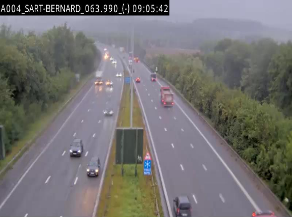 Webcam E411 à hauteur d'Assesse en provenance d'Arlon ou de la N4 vers Namur