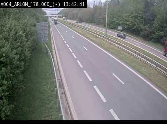 Webcam à hauteur de la sortie 31 Arlon sur l'E411, menant sur la N82. Vue orientée vers Bruxelles