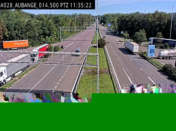 Webcam autoroute Belgique - Aubange - A28 direction Arlon - BK 14