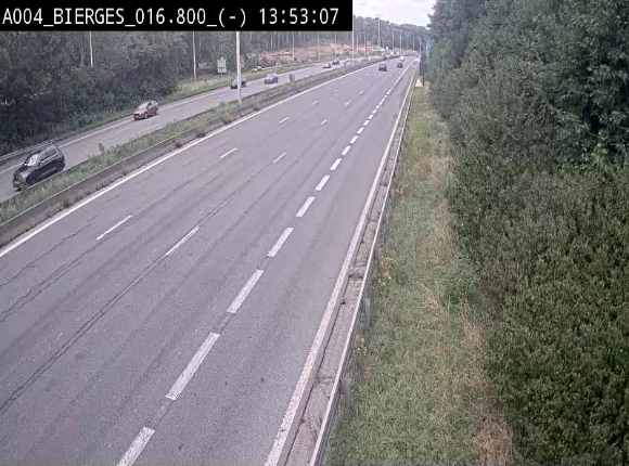 Webcam E411(A4) à Wavre, à hauteur de la sortie 5 Bierges. Vue orientée vers Bruxelles