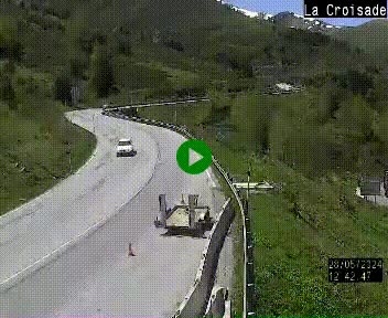 Webcam au carrefour de la croisade, à la jonction entre la N22 et la N320, avant le poste de douane franco-andorrane. Webcam à 1790 mètres d'altitude