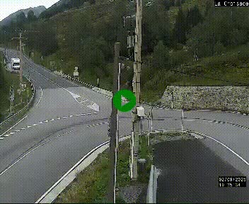 Webcam au carrefour de la croisade, à la jonction entre la N22 et la N320, avant le poste de douane franco-andorrane. Webcam à 1790 mètres d'altitude