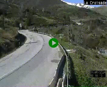 Webcam au carrefour de la croisade, à la jonction entre la N22 et la N320, avant le poste de douane franco-andorrane. Webcam à 1790 mètres d'altitude