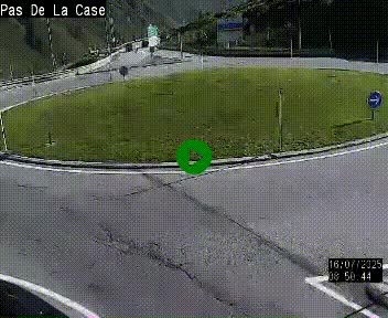 Webcam sur la N22 au niveau du poste frontière entre la France et Andorre à proximité de Pas de la Case à plus de 2000 mètres d'altitude