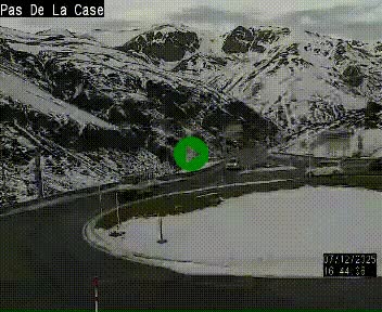 Webcam sur la N22 au niveau du poste frontière entre la France et Andorre à proximité de Pas de la Case à plus de 2000 mètres d'altitude
