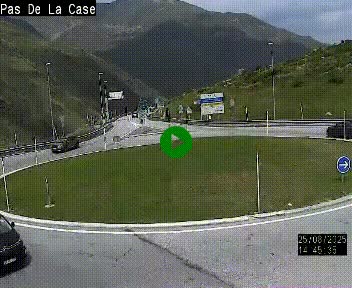 Webcam sur la N22 au niveau du poste frontière entre la France et Andorre à proximité de Pas de la Case à plus de 2000 mètres d'altitude