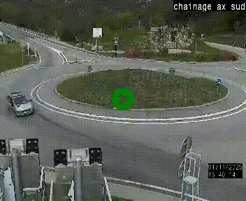 Webcam au nord d'Ax-les-Thermes au niveau de l'aire de chaînage de la N20. Vue orientée vers les Pyrénées, en direction de Pas de la Case