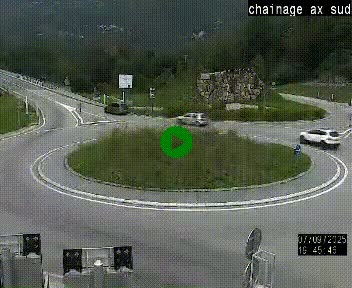 <h2>Webcam au nord d'Ax-les-Thermes au niveau de l'aire de chaînage de la N20. Vue orientée vers les Pyrénées, en direction de Pas de la Case</h2>