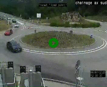 Webcam au nord d'Ax-les-Thermes au niveau de l'aire de chaînage de la N20. Vue orientée vers les Pyrénées, en direction de Pas de la Case