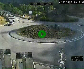 Webcam au nord d'Ax-les-Thermes au niveau de l'aire de chaînage de la N20. Vue orientée vers les Pyrénées, en direction de Pas de la Case