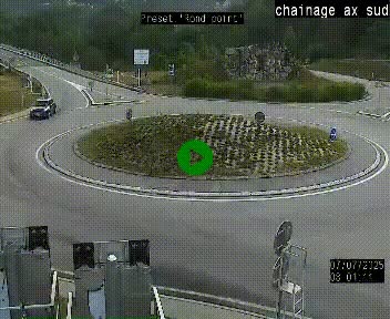 Webcam au nord d'Ax-les-Thermes au niveau de l'aire de chaînage de la N20. Vue orientée vers les Pyrénées, en direction de Pas de la Case