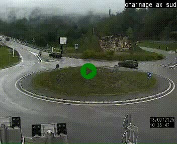 <h2>Webcam au nord d'Ax-les-Thermes au niveau de l'aire de chaînage de la N20. Vue orientée vers les Pyrénées, en direction de Pas de la Case</h2>
