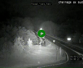 <h2>Webcam au nord d'Ax-les-Thermes au niveau de l'aire de chaînage de la N20. Vue orientée vers les Pyrénées, en direction de Pas de la Case</h2>