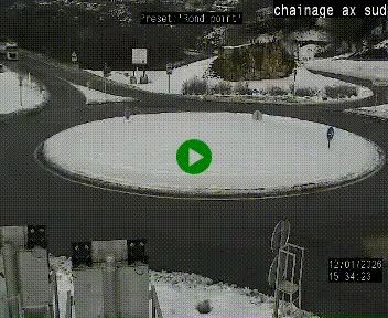 <h2>Webcam au nord d'Ax-les-Thermes au niveau de l'aire de chaînage de la N20. Vue orientée vers les Pyrénées, en direction de Pas de la Case</h2>