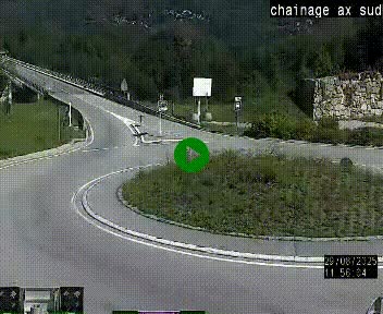 Webcam au nord d'Ax-les-Thermes au niveau de l'aire de chaînage de la N20. Vue orientée vers les Pyrénées, en direction de Pas de la Case