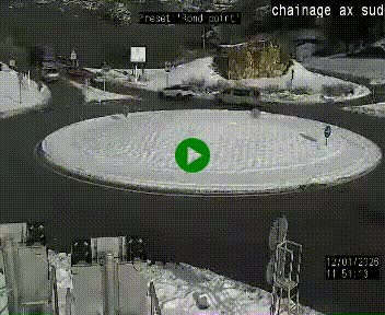 Webcam au nord d'Ax-les-Thermes au niveau de l'aire de chaînage de la N20. Vue orientée vers les Pyrénées, en direction de Pas de la Case